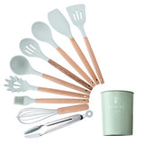 9/10/12PCS Silicone Cooking Utensils Set Non-stick Spatula Shovel Wooden Handle Cooking Tools Set With Storage Box Kitchen Tools