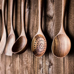 Thailand Teak Natural Wood Tableware Spoon Ladle Turner Long Rice Colander Soup Skimmer Cooking Spoons Scoop Kitchen Tool Set