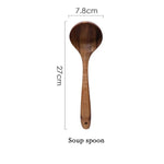 Thailand Teak Natural Wood Tableware Spoon Ladle Turner Long Rice Colander Soup Skimmer Cooking Spoons Scoop Kitchen Tool Set