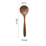 Thailand Teak Natural Wood Tableware Spoon Ladle Turner Long Rice Colander Soup Skimmer Cooking Spoons Scoop Kitchen Tool Set