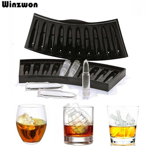 Creative Gun Bullet Skull Shape Ice Cube Maker DIY Ice Cube Tray Chocolate Mold Home Bar Party Cool Whiskey Wine Ice Cream Tool