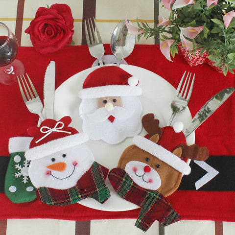 3pcs/set Christmas Decorations For Home Snowman Cutlery Bags Christmas Santa Claus Kitchen Dining Table Cutlery Suit Set Decor