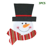 3pcs/set Christmas Decorations For Home Snowman Cutlery Bags Christmas Santa Claus Kitchen Dining Table Cutlery Suit Set Decor