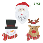 3pcs/set Christmas Decorations For Home Snowman Cutlery Bags Christmas Santa Claus Kitchen Dining Table Cutlery Suit Set Decor