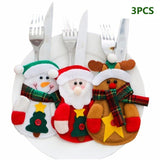 3pcs/set Christmas Decorations For Home Snowman Cutlery Bags Christmas Santa Claus Kitchen Dining Table Cutlery Suit Set Decor