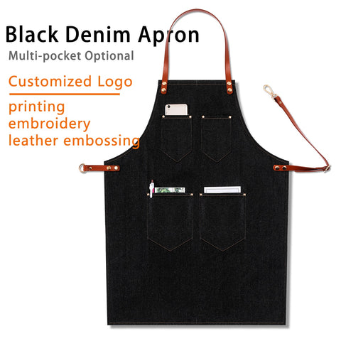 Kitchen Black Denim BBQ Cleaning Apron Cooking Apron Bartender Man Cowboy Antifouling Chef Pinafore Delantal Waiter Tablier