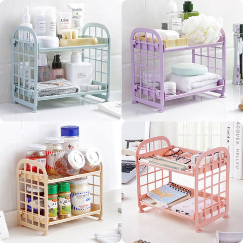 Plastic Storage Rack Bathroom Accessories 2 Tier Shelf Holder Freestanding Durable Kitchen Home Organization Storage Racks