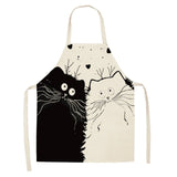 Cooking Kitchen Apron Cute Cat Printed Sleeveless Cotton Linen Apron For Woman Children