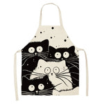 Cooking Kitchen Apron Cute Cat Printed Sleeveless Cotton Linen Apron For Woman Children