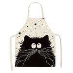 Cooking Kitchen Apron Cute Cat Printed Sleeveless Cotton Linen Apron For Woman Children