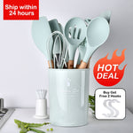 12PCS Silicone Kitchenware Cooking Utensils Set Heat Resistant Kitchen Non-Stick Cooking Utensils Baking Tools With Storage Box