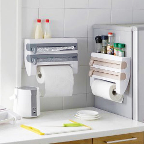 Kitchen Storage Rack Hanger Cling Film Sauce Bottle Wall Roll Paper Towel Hanging Holder Multifunction Rack Paper Aluminium 2019