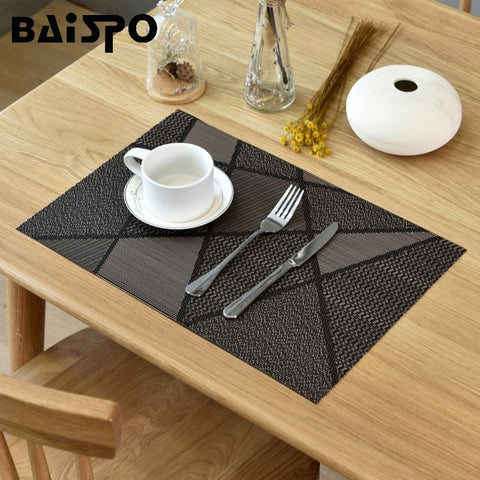 Baispo PVC 4 Pcs/set Heat Resistant Mat Dining Placemat Drying Mats For Dishes Coaster Rug For Bowls Rug For The Kitchen Table