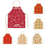 1Pcs Christmas Apron Snowflake Printed Sleeveless Cotton Linen Aprons Adult Children Bibs Kitchen Cooking Cleaning Tools