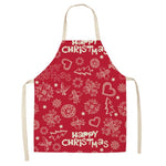 1Pcs Christmas Apron Snowflake Printed Sleeveless Cotton Linen Aprons Adult Children Bibs Kitchen Cooking Cleaning Tools