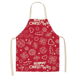 1Pcs Christmas Apron Snowflake Printed Sleeveless Cotton Linen Aprons Adult Children Bibs Kitchen Cooking Cleaning Tools