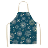 1Pcs Christmas Apron Snowflake Printed Sleeveless Cotton Linen Aprons Adult Children Bibs Kitchen Cooking Cleaning Tools