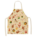 1Pcs Christmas Apron Snowflake Printed Sleeveless Cotton Linen Aprons Adult Children Bibs Kitchen Cooking Cleaning Tools