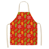 1Pcs Christmas Apron Snowflake Printed Sleeveless Cotton Linen Aprons Adult Children Bibs Kitchen Cooking Cleaning Tools