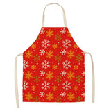 1Pcs Christmas Apron Snowflake Printed Sleeveless Cotton Linen Aprons Adult Children Bibs Kitchen Cooking Cleaning Tools