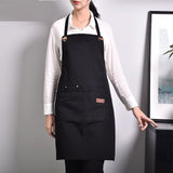 New Fashion Canvas Cotton Apron Coffee Shop And Barber Working Apron Bib Cooking Kitchen Aprons For Woman Man Apron Custom Logo