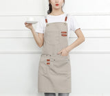 New Fashion Canvas Cotton Apron Coffee Shop And Barber Working Apron Bib Cooking Kitchen Aprons For Woman Man Apron Custom Logo