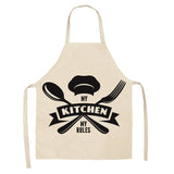 1 Pcs Creative Black and White Pattern Kitchen Aprons for Woman Home Cotton Linen Sleeveless Apron Cooking Baking Waist Bib Tool