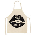 1 Pcs Creative Black and White Pattern Kitchen Aprons for Woman Home Cotton Linen Sleeveless Apron Cooking Baking Waist Bib Tool