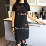 New Fashion Canvas Cotton Apron Coffee Shop And Barber Working Apron Bib Cooking Kitchen Aprons For Woman Man Apron Custom Logo