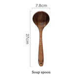 Thailand Teak Natural Wood Tableware Spoon Ladle Turner Long Rice Colander Soup Skimmer Cooking Spoons Scoop Kitchen Tool Set