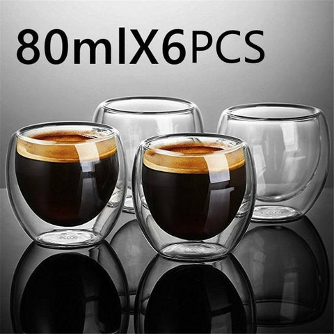 Simplicity Heat-resistant Double Wall Shot Wine Beer Glass Espresso Coffee Cup Tea Set Cup 80-450ml Teacup Glasses Creative