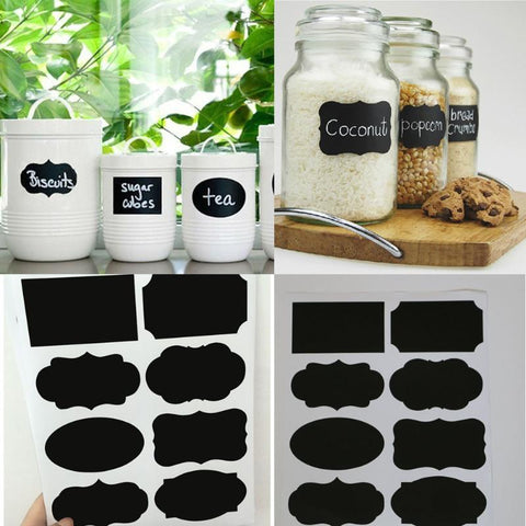 40Pcs Chalkboard Lables Jar Bottle Stickers Home Kitchen Jars Blackboard Stickers Multi Size Chalkboard Lables Tag