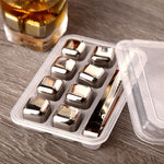 4/6/8 PCS Stainless Steel 304 Whisky Stones Ice Cubes in Package, Whiskey Cooler Rocks,Ice stone islande With Plastic Box