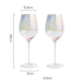 Rainbow Dazzling Goblet Wine Glasses 2 Packs, Home Kitchen Dining Bar Tools Cocktail Liqueur Wine Glasses Drinkware Glassware