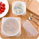 4pcs Food Fresh Keeping Saran Wrap Kitchen Tools Reusable Silicone Food Wraps Seal Vacuum Cover Stretch Lid Kitchen Accessories