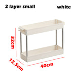 2/3/4 Layer Gap Kitchen Storage Rack Slim Slide Tower Movable Assemble Plastic Bathroom Shelf Wheels Space Saving Organizer