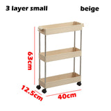 2/3/4 Layer Gap Kitchen Storage Rack Slim Slide Tower Movable Assemble Plastic Bathroom Shelf Wheels Space Saving Organizer