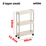 2/3/4 Layer Gap Kitchen Storage Rack Slim Slide Tower Movable Assemble Plastic Bathroom Shelf Wheels Space Saving Organizer