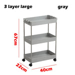 2/3/4 Layer Gap Kitchen Storage Rack Slim Slide Tower Movable Assemble Plastic Bathroom Shelf Wheels Space Saving Organizer