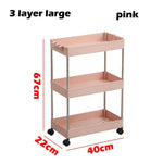 2/3/4 Layer Gap Kitchen Storage Rack Slim Slide Tower Movable Assemble Plastic Bathroom Shelf Wheels Space Saving Organizer