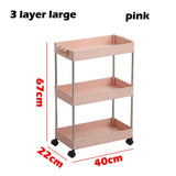 2/3/4 Layer Gap Kitchen Storage Rack Slim Slide Tower Movable Assemble Plastic Bathroom Shelf Wheels Space Saving Organizer