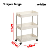 2/3/4 Layer Gap Kitchen Storage Rack Slim Slide Tower Movable Assemble Plastic Bathroom Shelf Wheels Space Saving Organizer