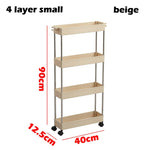 2/3/4 Layer Gap Kitchen Storage Rack Slim Slide Tower Movable Assemble Plastic Bathroom Shelf Wheels Space Saving Organizer