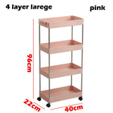 2/3/4 Layer Gap Kitchen Storage Rack Slim Slide Tower Movable Assemble Plastic Bathroom Shelf Wheels Space Saving Organizer