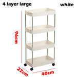 2/3/4 Layer Gap Kitchen Storage Rack Slim Slide Tower Movable Assemble Plastic Bathroom Shelf Wheels Space Saving Organizer