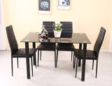 Panana Dining table set with 4/6 pcs Chairs Faux Leather High Metal Leg Padded Seat Kitchen